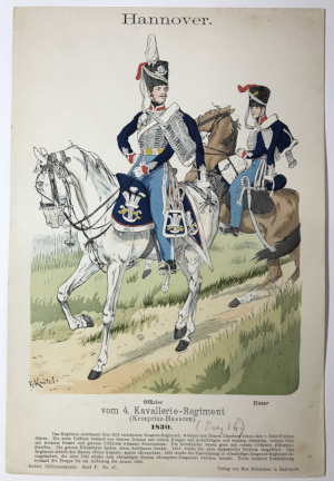 Knotel, Uniformenkunde, Band V, No 27, Hannover. 4. Kavallerie-Regiment. 1830.